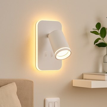 LED επιτοίχιο φωτιστικό σποτ PIPE 1xGU10/10W/230V + LED/6W λευκό