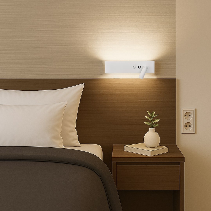 LED Επιτοίχιο φωτιστικό σποτ RESORT LED/10W/230V + LED/3W λευκό δεξιό