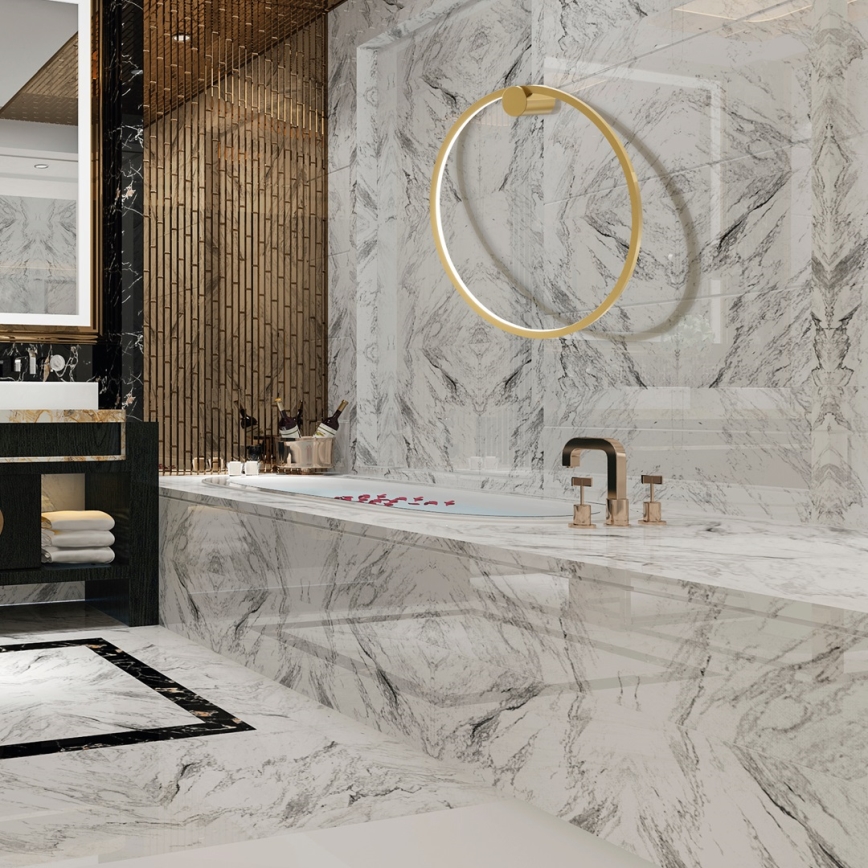 LED Επιτοίχιο φωτιστικό SATURNO LED/25W/230V διάμ. 50 εκ. IP44 χρυσό