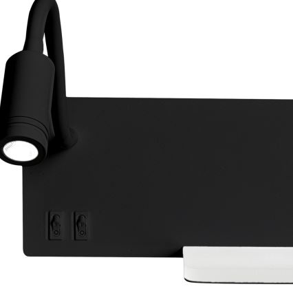 LED επιτοίχιο φωτιστικό SHELF LED/4W+LED/5W+LED/2W/230V μαύρο