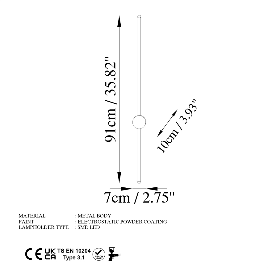 LED Επιτοίχιο φωτιστικό SWORD LED/13W/230V 3000K ματ χρυσό