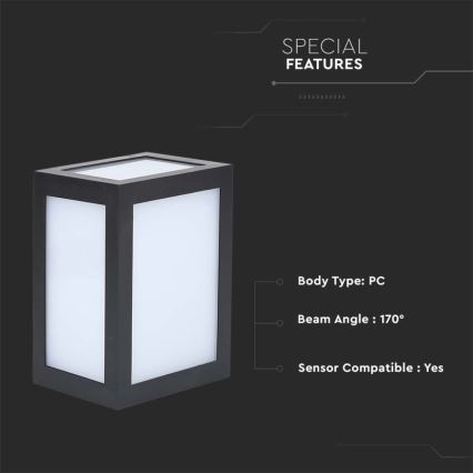 LED Επιτοίχιο φωτιστικό εξωτερικού χώρου LED/12W/230V 4000K IP65 μαύρο