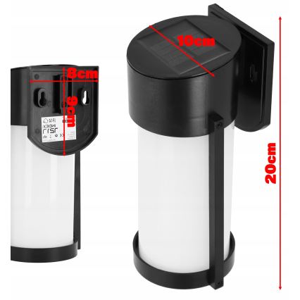 LED επιτοίχιο ηλιακό φωτιστικό LED/3,7V 300 mAh IP44 μαύρο
