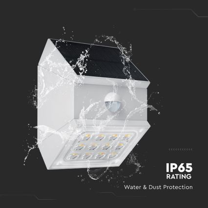 LED επιτοίχιο ηλιακό φωτιστικό με αισθητήρα LED/2,5W/3,7V 3000/4000/6000K IP65 1200 mAh λευκό