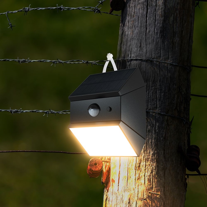 Ηλιακό επιτοίχιο φωτιστικό LED με αισθητήρα LED/2,5W/3,7V 3000/4000/6000K IP65 1200 mAh μαύρο