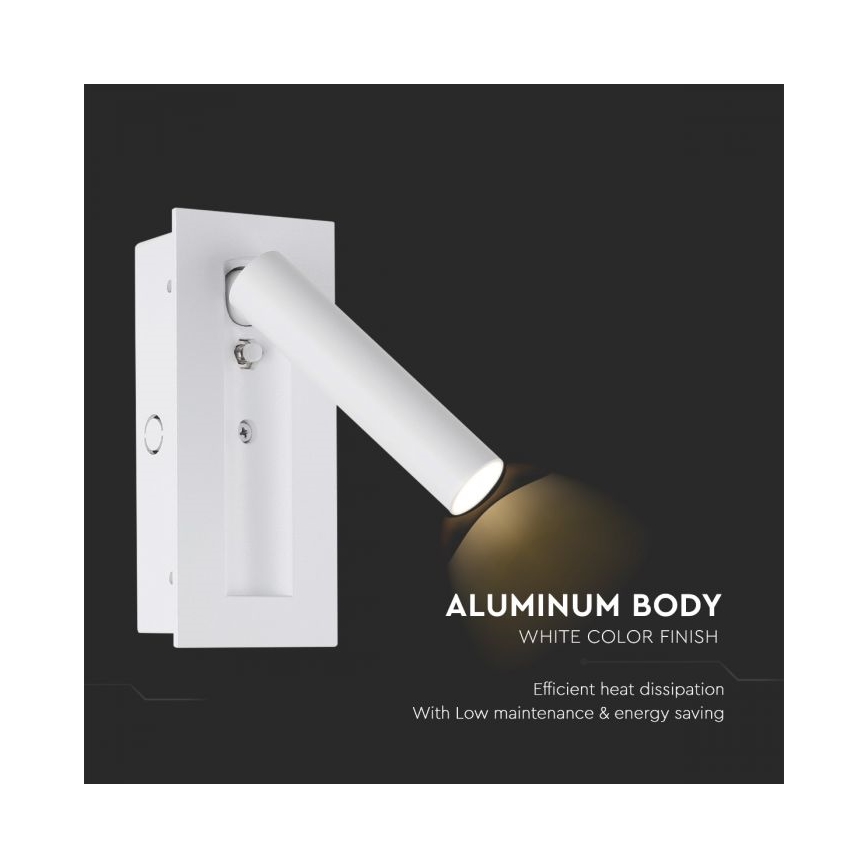 LED επιτοίχιο σποτ φωτιστικό LED/2W/230V 3000K λευκό