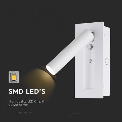 LED επιτοίχιο σποτ φωτιστικό LED/2W/230V 3000K λευκό