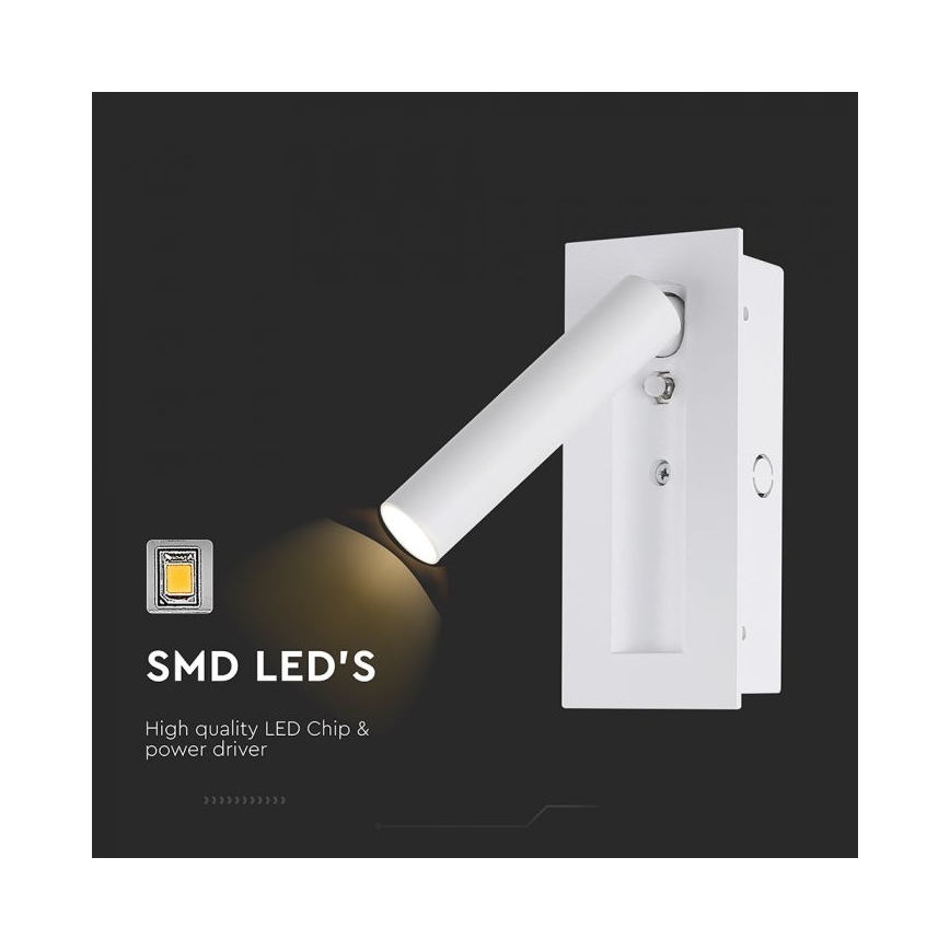 LED επιτοίχιο σποτ φωτιστικό LED/2W/230V 3000K λευκό