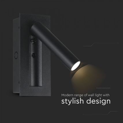 LED επιτοίχιο σποτ φωτιστικό LED/2W/230V 3000K μαύρο