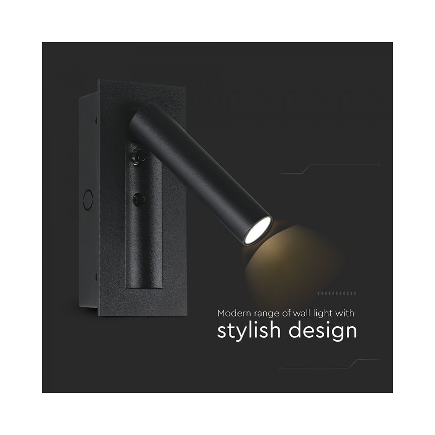LED επιτοίχιο σποτ φωτιστικό LED/2W/230V 3000K μαύρο