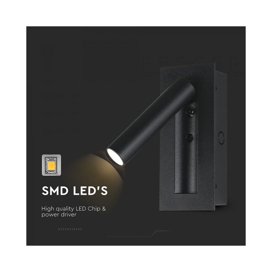 LED επιτοίχιο σποτ φωτιστικό LED/2W/230V 3000K μαύρο