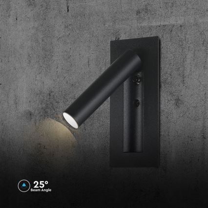LED επιτοίχιο σποτ φωτιστικό LED/2W/230V 3000K μαύρο