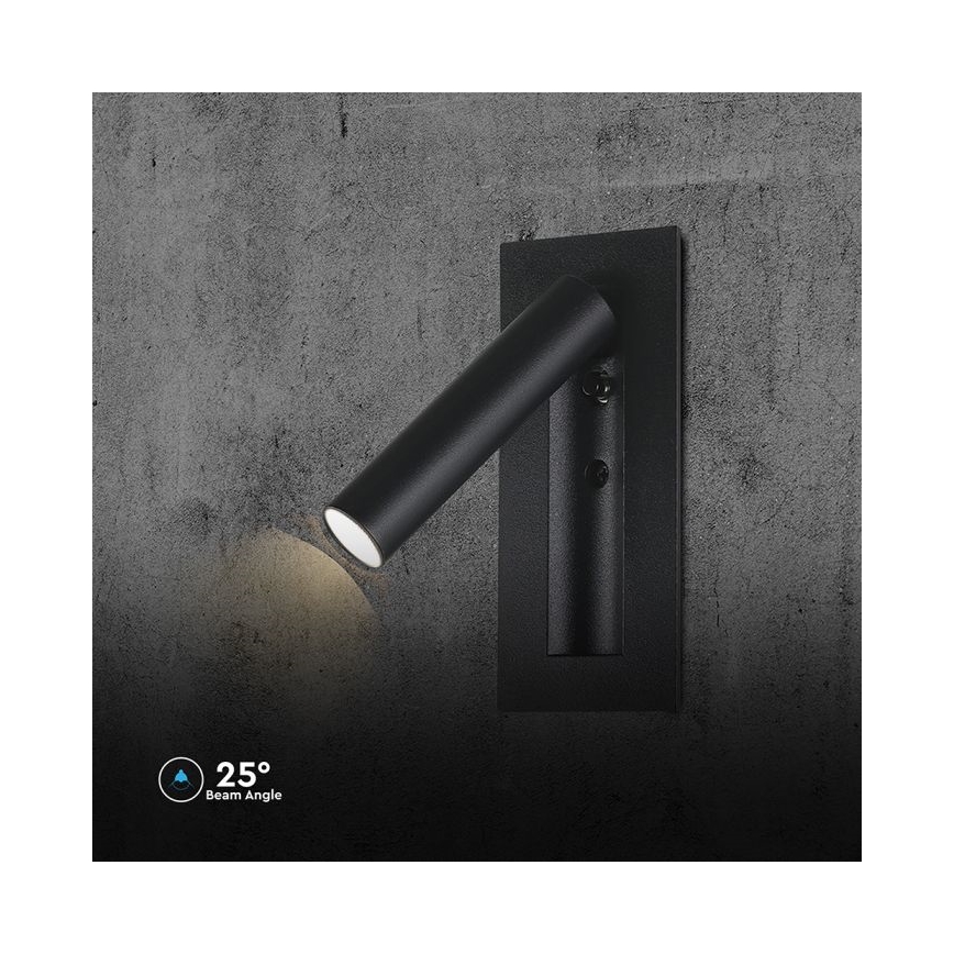 LED επιτοίχιο σποτ φωτιστικό LED/2W/230V 3000K μαύρο