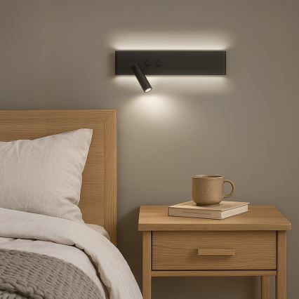 LED επιτοίχιο σποτ φωτιστικό RESORT LED/10W/230V + LED/3W μαύρο αριστερό