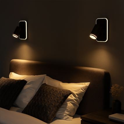 LED Επιτοίχιο Σποτ PIPE 1xGU10/10W/230V + LED/6W μαύρο