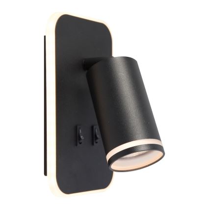 LED Επιτοίχιο Σποτ PIPE 1xGU10/10W/230V + LED/6W μαύρο