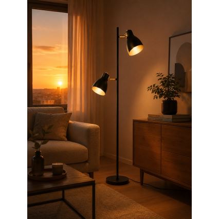 LED επιδαπέδιο φωτιστικό 2xE27/7W/230V 2700K μαύρο
