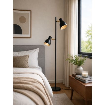 LED επιδαπέδιο φωτιστικό 2xE27/7W/230V 2700K μαύρο