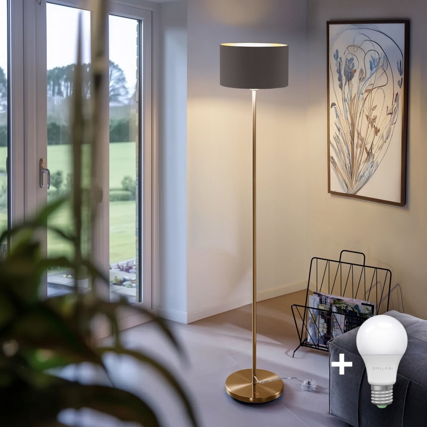 LED Επιδαπέδιο φωτιστικό TUNJA 1xE27/20W/230V, Ø 30 cm, χρυσό/ταουπ