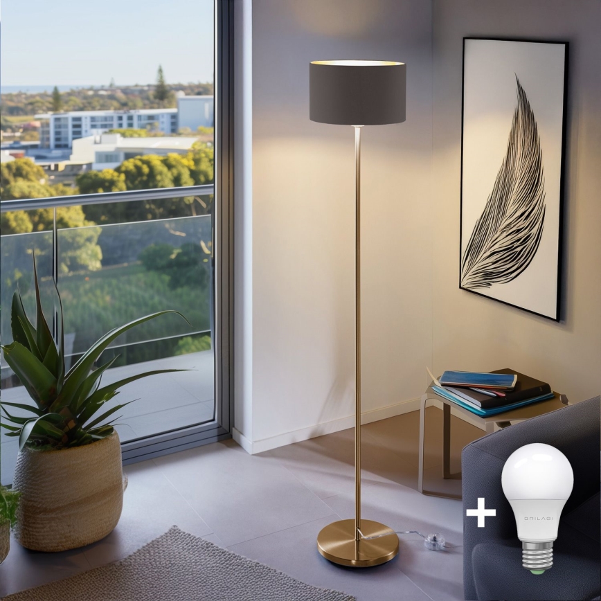 LED Επιδαπέδιο φωτιστικό TUNJA 1xE27/20W/230V, Ø 30 εκ., χρυσό/καφέ