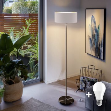 LED Επιδαπέδιο φωτιστικό TUNJA 1xE27/20W/230V διάμ. 38 cm μαύρο/λευκό