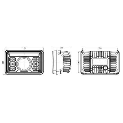 LED Εμπρόσθιο φως για τρακτέρ LED/69W/10-30V IP69 5700K ορθογώνιο