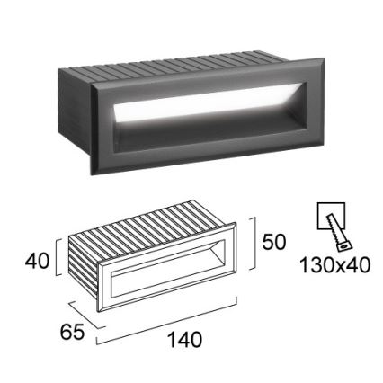 LED εντοιχισμένο φωτιστικό εξωτερικού χώρου FLIK LED/3W/230V IP65 ανθρακί