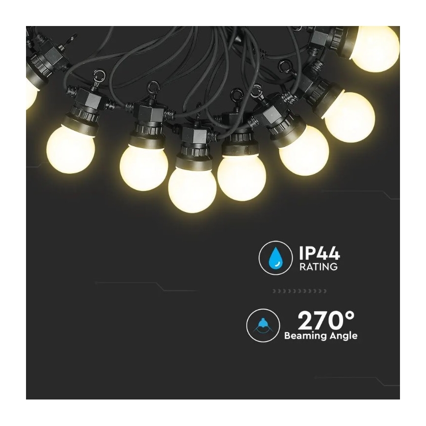 LED Εξωτερική σειρά STRING 5μ 10xLED/0,5W/230V IP44 3000K