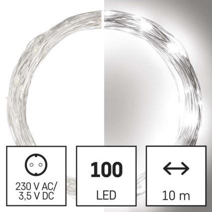 LED εξωτερική γιρλάντα 100xLED/15m IP44 ψυχρό λευκό