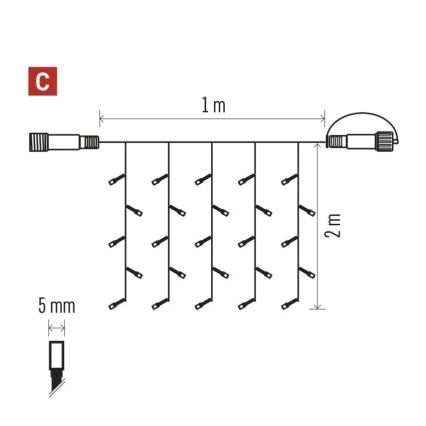LED Εξωτερική  γιρλάντα 100xLED/1x2m IP44 ζεστό λευκό
