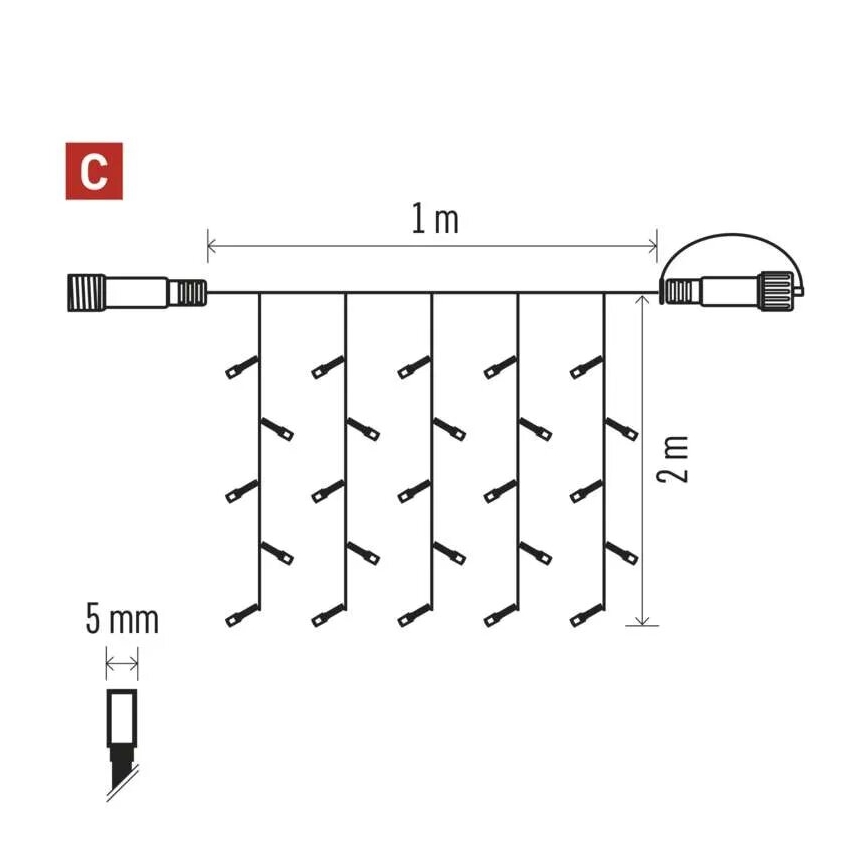 LED Εξωτερική  γιρλάντα 100xLED/1x2m IP44 ζεστό λευκό