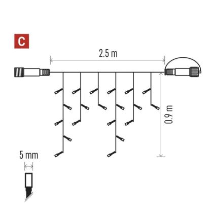LED Εξωτερική  γιρλάντα 100xLED/2,5x0,9m IP44 θερμό λευκό