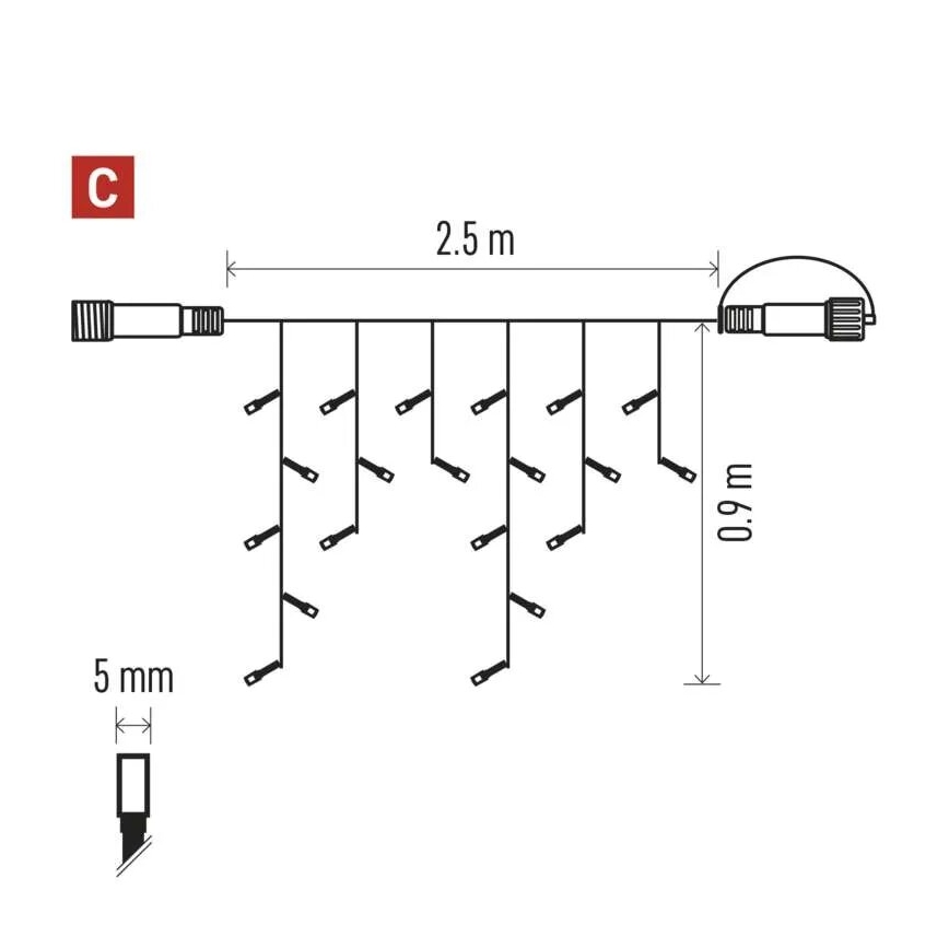 LED Εξωτερική  γιρλάντα 100xLED/2,5x0,9m IP44 θερμό λευκό