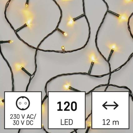 LED εξωτερική γιρλάντα 120 LED, 8 λειτουργίες, 17 m, IP44, θερμό λευκό