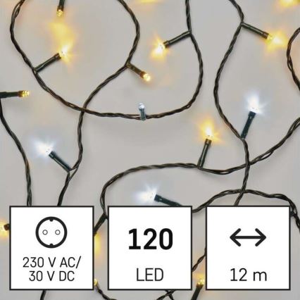 LED  εξωτερική γιρλάντα 120xLED/2 λειτουργίες 17m IP44 θερμό/ψυχρό λευκό