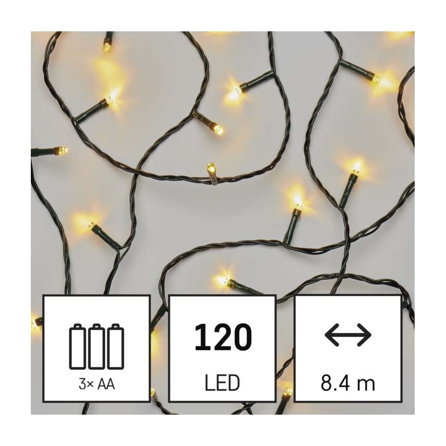 LED εξωτερική γιρλάντα 120xLED/3xAA 8,9m IP44 θερμό λευκό