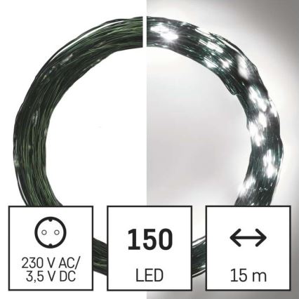 LED εξωτερική γιρλάντα 150xLED/20m IP44 ψυχρό λευκό