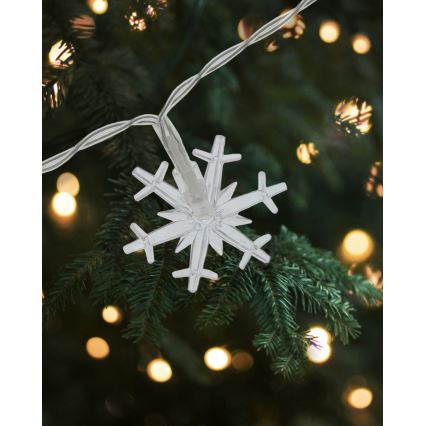 LED εξωτερική γιρλάντα 20xLED/2xAA 2,2 m IP44 θερμό λευκό με νιφάδες χιονιού