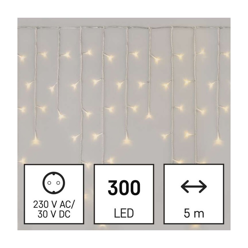 LED εξωτερική γιρλάντα 300 LED/8 λειτουργίες 10 m IP44 θερμό λευκό + τηλεχειριστήριο