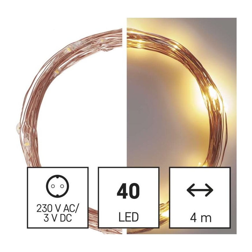 LED εξωτερική γιρλάντα 40xLED/9m IP44 θερμό λευκό