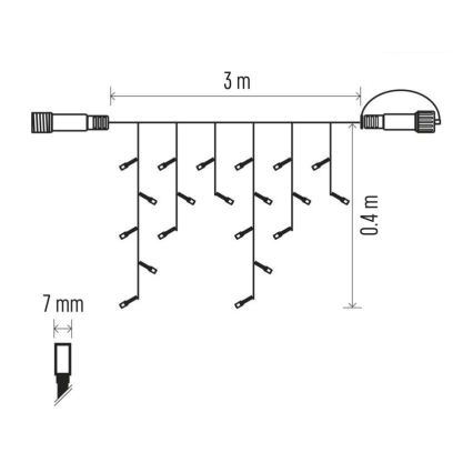 LED Εξωτερική γιρλάντα 50xLED/3x0,4m IP44 ψυχρό/θερμό λευκό