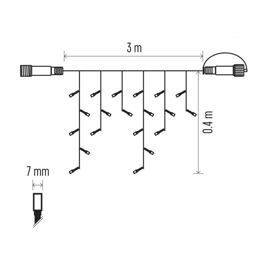 LED Εξωτερική γιρλάντα 50xLED/3x0,4m IP44 ψυχρό/θερμό λευκό