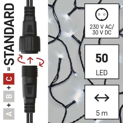 LED Εξωτερική γιρλάντα 50xLED/5m IP44 ψυχρό λευκό