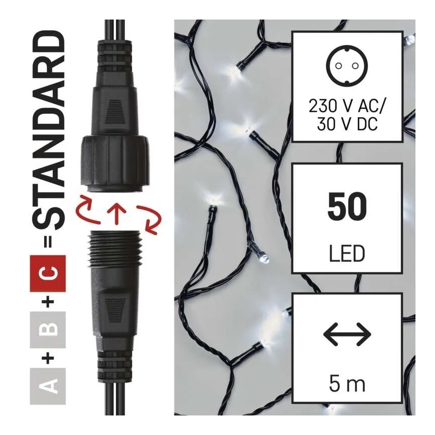 LED Εξωτερική γιρλάντα 50xLED/5m IP44 ψυχρό λευκό