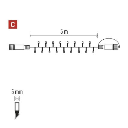 LED Εξωτερική γιρλάντα 50xLED/5m IP44 ψυχρό λευκό