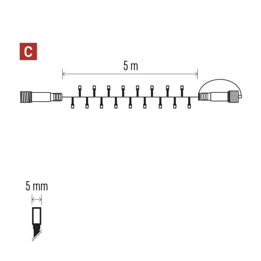 LED Εξωτερική γιρλάντα 50xLED/5m IP44 ψυχρό λευκό