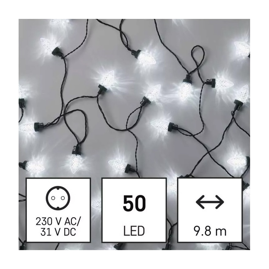 LED εξωτερική γιρλάντα 50xLED/8 λειτουργίες 14,8 m IP44 ψυχρό λευκό
