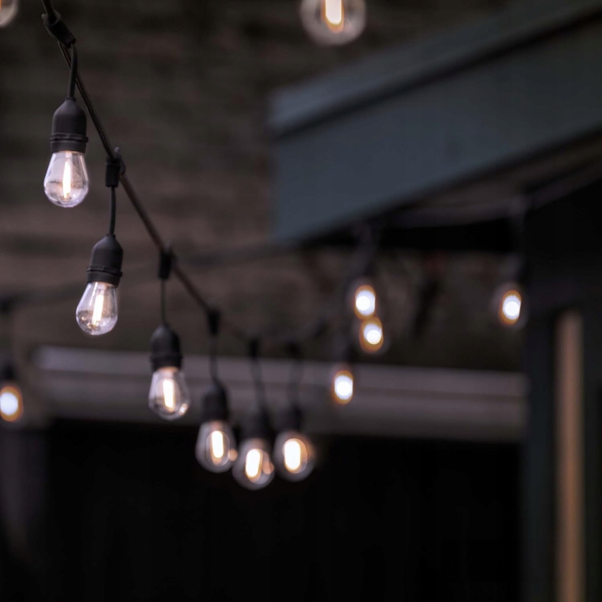 LED εξωτερική διακοσμητική αλυσίδα 10xE27/1W/230V 6,44 m IP44 μαύρη
