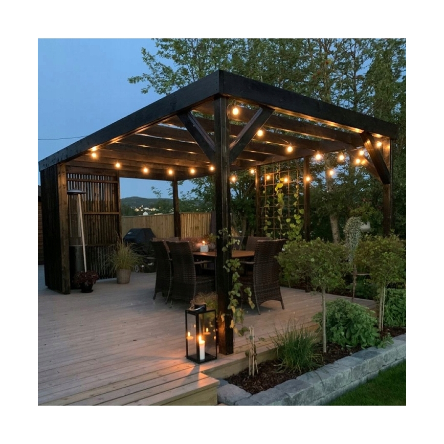 LED εξωτερική διακοσμητική αλυσίδα 20xE27/1W/230V 11,44 m IP44 μαύρη