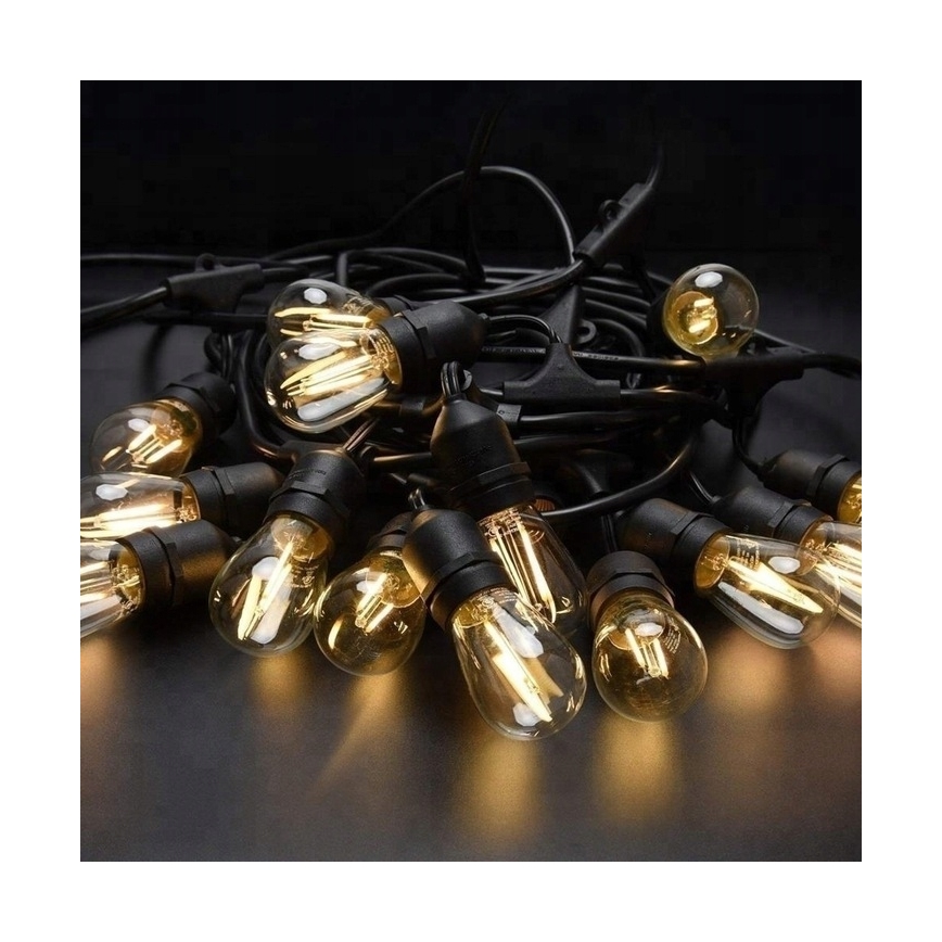 LED εξωτερική διακοσμητική αλυσίδα 20xE27/1W/230V 11,44 m IP44 μαύρη
